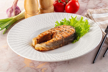 Gourmet grilled salmon fish steak