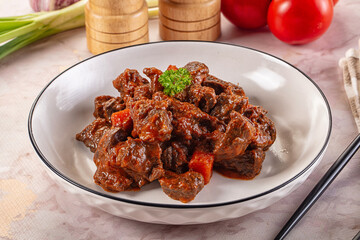Hungarian goulash with beef meat