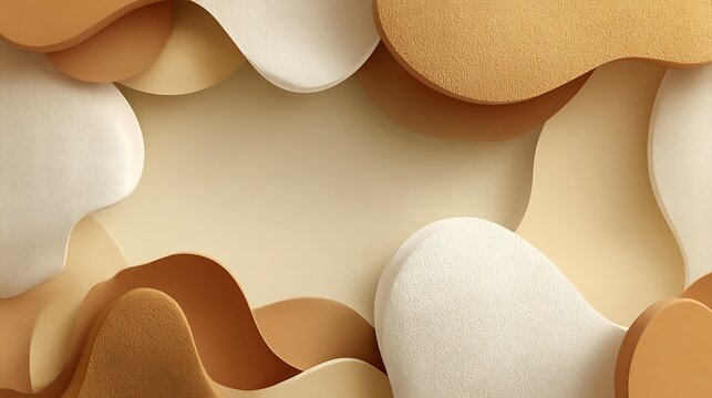 Abstract organic wavy forms with natural beige and cream tones