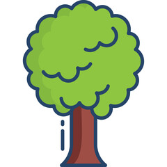 Simple Cartoon Tree Illustration with Green Leaves and Brown Trunk on Transparent Background for Nature and Environmental Themes