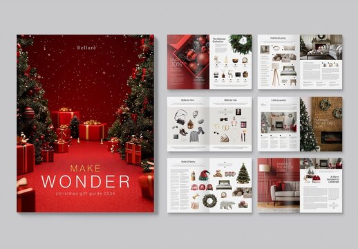 Christmas Gift Guide Brochure Template & Festive Catalog Layout