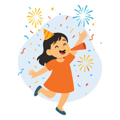 New Year’s Day Celebration Character Illustration