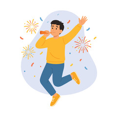 New Year’s Day Celebration Character Illustration