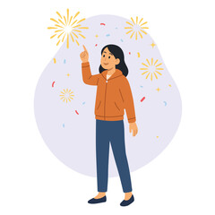 New Year’s Day Celebration Character Illustration