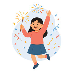 New Year’s Day Celebration Character Illustration