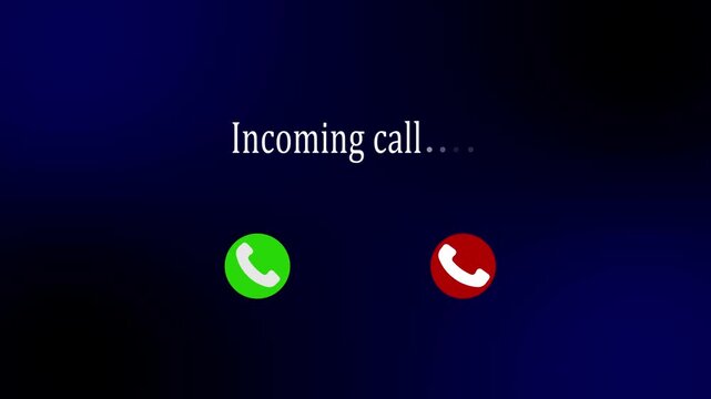 Incoming call ring icon dark blue Screen background. Animation of phone call Incoming call phone icon you receive the message animated, incoming call concept on mobile phone.