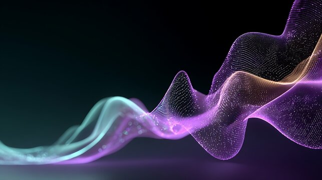 Purple-cyan circuit mesh forming wave at lower-left with right-top blank space for corporate hero title, modern AI analytics dashboard and minimal marketing presentation layout