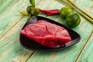 Raw tuna fish fillet steak