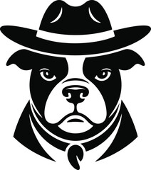 Western cowboy bull dog face silhouette vector on a clean background 
