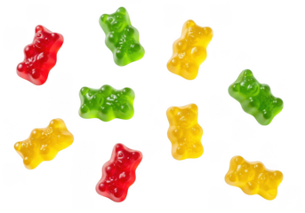 Colorful Gummy Bears Candies Isolated on Transparent Background