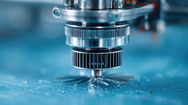 Laser cutting machine works on precision tasks in a workshop environment during daylight hours