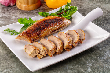 Roasted duck breast with slices