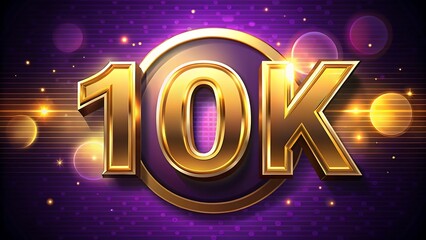 Golden 10k celebration with sparkling lights and bokeh effect