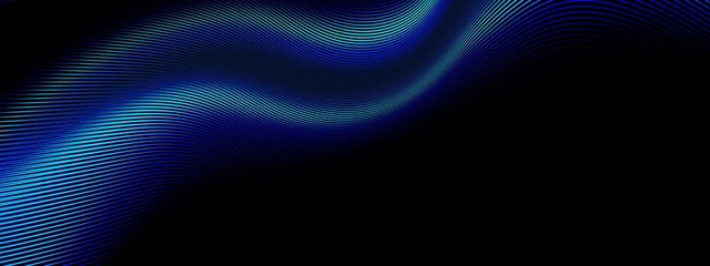 Selbstklebende Fototapeten Abstrakte Welle beautiful abstract wave technology black background with blue light digital effect corporate concept  © kastanka