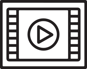 Simple outline icon of a play button on a film strip
