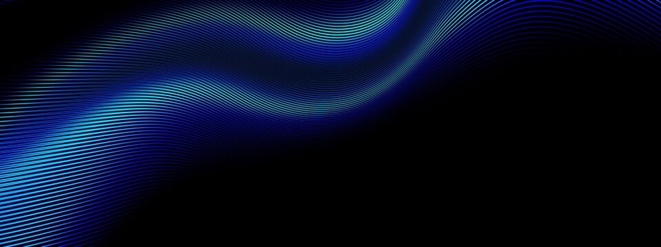 beautiful abstract wave technology black background with blue light digital effect corporate concept
