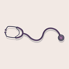 Stethoscope Line Art Illustration Depicting Classic Medical Listening Instrument Used by Doctors and Nurses for Heartbeat and Lung Sound Examination