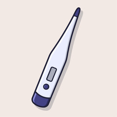 Digital Thermometer Line Art Illustration Depicting Modern Medical Temperature Measuring Device for Health Monitoring and Fever Detection