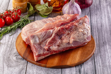 Raw spare pork ribs meat