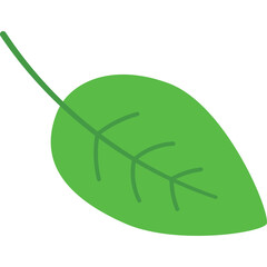 Simple Green Leaf With Stem Isolated On White Background Natural Element For Design And Decoration