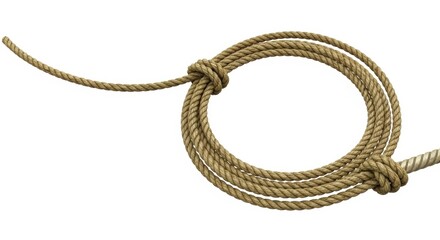 Lasso Rope Circle on White Background, Loop, Knot, Coiled