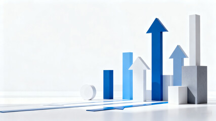 Abstract geometric shapes and arrows symbolizing business strategy and direction on a clean white background.