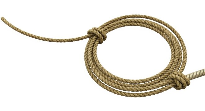 Lasso Rope Circle on White Background, Loop, Knot, Coiled