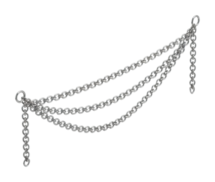 Decorative metal chain display product isolated on transparent background