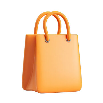 Soft 3D Rendered Orange Shopping Bag with Textured Surface and Eyelets