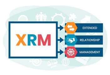 XRM - eXtended Relationship Management acronym. business concept background. vector illustration concept with keywords and icons. lettering illustration with icons for web banner, flyer