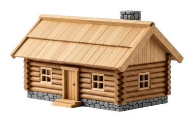Building a cozy wooden house model home craft design isolated on transparent background