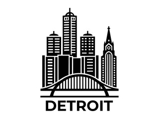 Detroit Skyline Silhouette Logo Design for Branding
