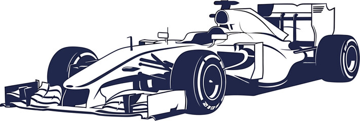 Obraz premium Stylish Formula 1 Race Car Illustration in Blue Speed, Motorsports, and Automotive Design