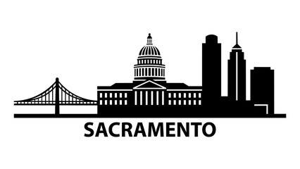 Sacramento City Skyline Silhouette Logo Design Element
