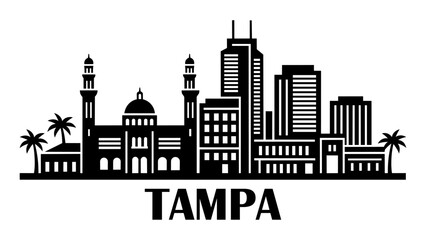 Tampa Skyline Silhouette Logo Emblem for City Branding

