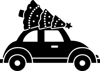 Santa Claus riding sleigh with reindeer, flying Christmas silhouette illustration, festive holiday scene, winter Christmas vector art, traditional Santa sleigh