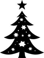 Santa Claus riding sleigh with reindeer, flying Christmas silhouette illustration, festive holiday scene, winter Christmas vector art, traditional Santa sleigh