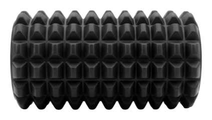 Foam rolling for muscle recovery gym fitness equipment top view isolated on transparent background