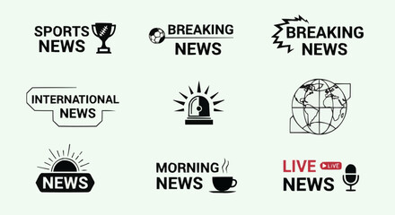 Collection of News, Media, and Broadcasting Vector Logo Icons Set