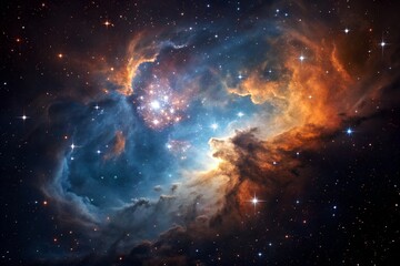 Fototapeta premium Nebula in outer space galaxy cosmic dust, interstellar clouds, astronomy, and star formation in the universe view