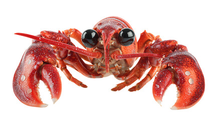 A red crayfish or crayfish with claws on transparent background