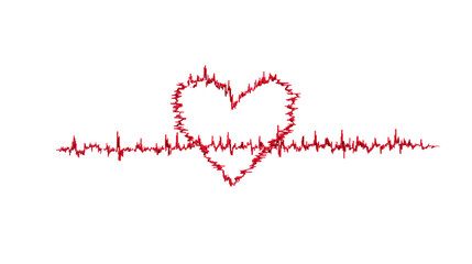 Heartbeat line forming a heart shape on transparent background