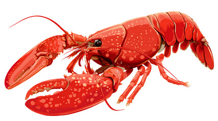 A bright red lobster isolated on a transparent background on transparent background