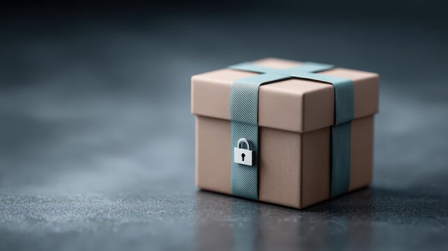 Creative geometric abstract illustration showcasing a unique gift package design with a secure lock detail. National Package Protection Day