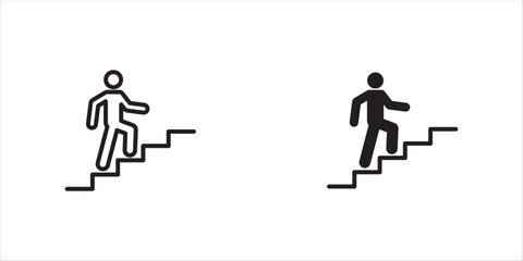 vector illustration, eps10.
Man climbs the stairs. Progress linear icon set. Action line customizable illustration. Contour symbol. Vector isolated outline drawing. Editable stroke 