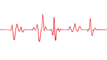 Red electrocardiogram heartbeat line on transparent background