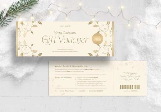 Christmas Gift Certificate, Voucher & Coupon Template for Festive Holiday Marketing