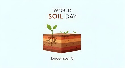Celebrate World Soil Day on December 5th with vibrant visuals showcasing healthy plant growth from fertile soil layers for sustainable agriculture