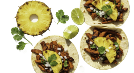 Grilled Pineapple Tacos with Cilantro and Lime on Rustic Tortillas