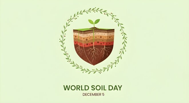 Celebrate World Soil Day with this fresh graphic, perfect for ecological projects, earth science education, and promoting sustainable agriculture practices - Powered by Adobe